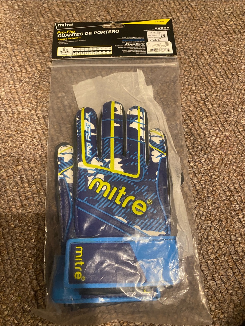Mitre Pro-Flex Blue & Yellow Goalkeeper Gloves Junior